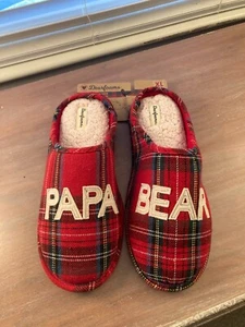 Dear Foam Men's Plaid "Papa Bear" Slip-On Memory Foam Slippers Shoes XL 13-14 - Picture 1 of 4
