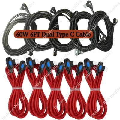 90 Degree Right Angle USB C to USB C Type C Cable PD Fast Charging Cord 6FT Lot  - Image 1 of 4