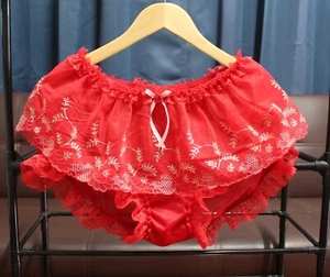 #D64 2XL/ElasticW.24-42" Vintage Style Red Nylon Full Brief Panties Knickers - Picture 1 of 9