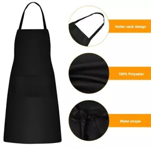 Apron Plain Kitchen Cooking Chefs Baking Pocket Craft BBQ Front Butcher catering - Picture 1 of 12