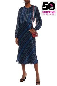 RRP €839 VERONICA BEARD Dita Chiffon Midi Dress US6 UK10 IT42 M Silk Blend Blue - Picture 1 of 6
