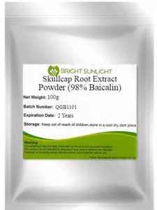 Extracto de raíz de calavera QBG 100 g en polvo (98 % baicalina) Scutellaria Baicalensis - Imagen 1 de 2