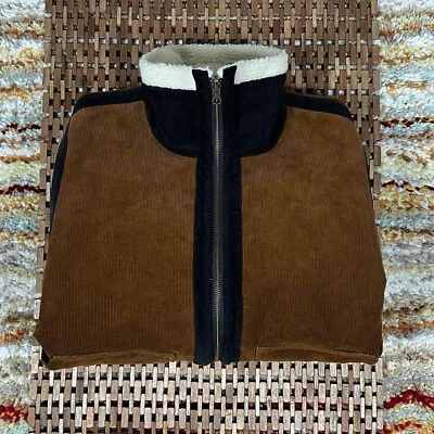 Chaqueta Sherpa Pana Reversible Capa Marina Marrón Blanco Mujer’s Talla XL Foto 1 de 4