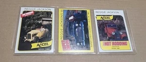 1981 ACCEL kompletter Satz von 3 Reggie Jackson Hof Hot Rodding Magazin Karte SEMA Promo - Bild 1 von 8