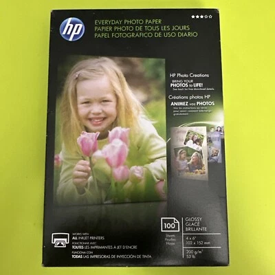 HP Everyday Glossy Photo Paper - 100 Sheets 4 x 6 in CR759A New Sealed Package - Image 1 of 2