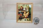 Miniature Dollhouse Framed Print Tuscan Yard w Rooster Owl & Other Fowl 1:12