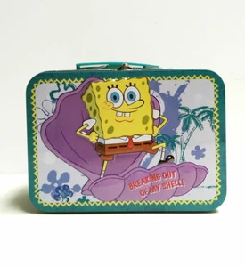 SPONGEBOB SQUAREPANTS Metal Tin Storage Lunch Box Kids Carry All Case Bag 3+ NEW - Picture 1 of 6