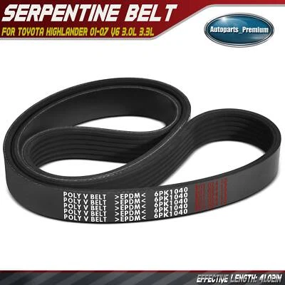 41.02 in Serpentine Belt for Toyota Highlander 2001-2007 V6 3.0L 3.3L 9936621040 - Image 1 of 4