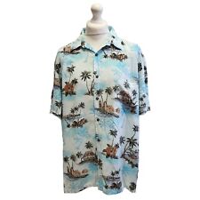 Island Shores Blue Palm Tree Print Short Sleeve Hawaiian Print Shirt UK Men's XL