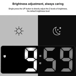 LED Mirror Alarm Clock USB Digital Table Rechargeable Silent Display For Hom - Picture 1 of 24