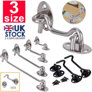 Cabin Hook And Eye Latch Lock Shed Gate Door Catch Silent Holder Stainless Steel - Picture 1 of 30