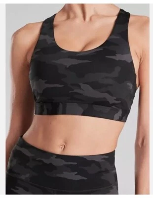 Athleta Ultimate Printed Sports Bra Size 3X D-DD Camo Black Gray Medium Impact - Image 1 of 4