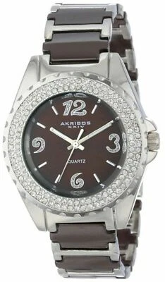 NEW Akribos XXIV AK514BR Womens Quartz Nice Brown Ceramic Crystal Bracelet Watch - Image 1 of 4