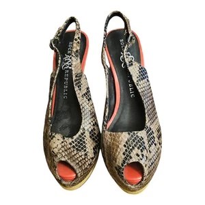 Rock Republic Snake Slingback Platform Stiletto Peep-Toe 5" Orange Heels 7 - Picture 1 of 9