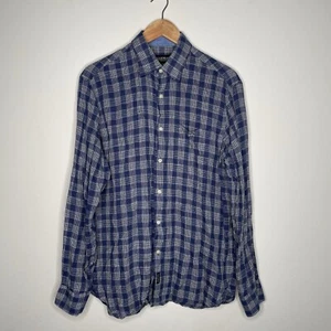 Gazman Men's Blue White Pure Linen Button Up Long Sleeve Light Shirt Size M - Picture 1 of 7