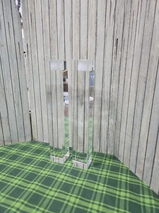 OLEG CASSINI Set mit zwei Kristall Kerzenleuchtern je 10 Zoll signiert quadratisch WUNDERSCHÖN - Bild 1 von 5