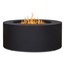 Real Flame Aegean Round Contemporary Steel Propane Fire Table in Black