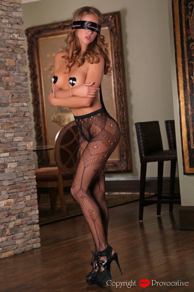 PROVOCATIVE NETZ STRUMPFHOSE  schwarz muster gogo gothic S-L clubwear - Bild 1 von 1
