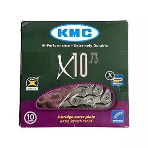 KMC X10.73 Road or MTB Bicycle Chain 10 Speed 114 Links Grey NEW #5945 - Picture 1 of 6