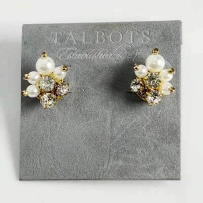 Nuevos aretes Talbots florales de perlas regalo elegantes mujeres fiesta vacaciones joyería Foto 1 de 3