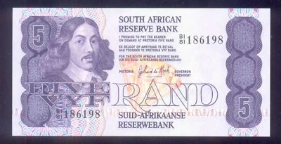South Africa 5 Rand ND(1981) W/o security thread  P119b Sign.6  UNC - Image 1 of 2