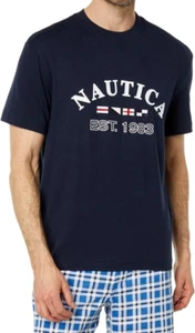 Nautica Men's Relaxed-Fit Logo Graphic Sleep T-Shirt, Navy, Size Large - Picture 1 of 3