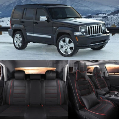 For Jeep Liberty 2007-2012 PU Leather Front & Rear 5 Seat Covers Full Set Black - Image 1 of 4