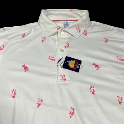 Camisa Polo Johnnie-O Para Hombre Mediana M Peso Pluma Estampado Blanco Manga Corta Foto 1 de 4