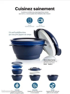 TUPPERWARE MICRO URBAN Millenium 3 en 1  2 L Cuit vapeur , cuit riz , pates Neuf - Photo 1/4