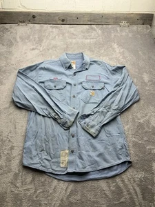 Carhartt FR Shirt Mens M Medium Blue Work Wear Flame Fire Resistant Button Down - Picture 1 of 11