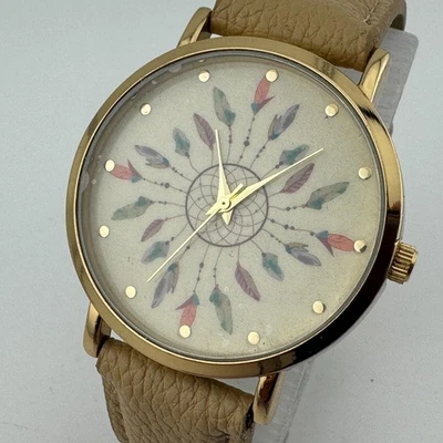 Reloj de Cuarzo Accutime Vintage Hombre Tono Dorado Hojas Dial Japón Analógico Batería Nueva Foto 1 de 4