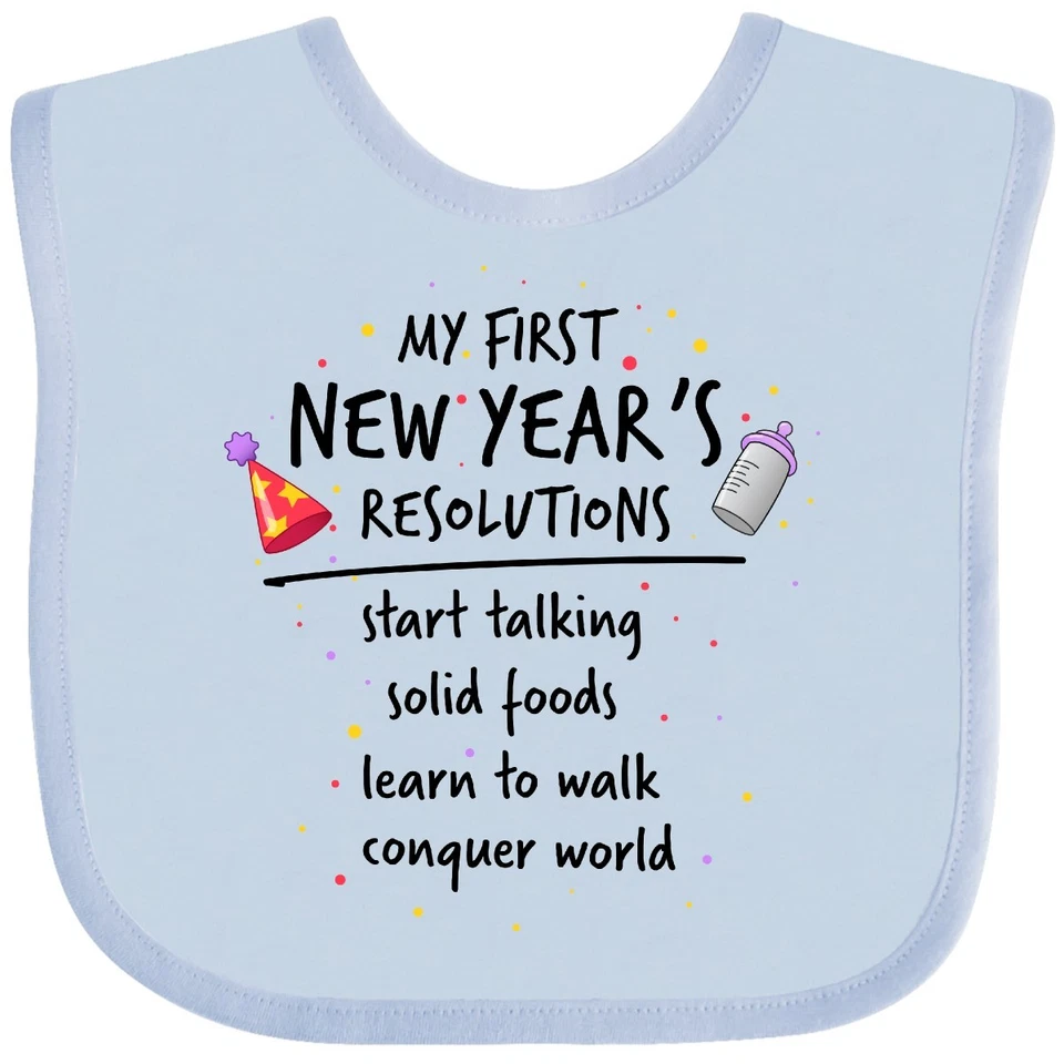 Inktastic My First New Year's Resolutions Babero Bebé Fuegos Artificiales Celebrar Fiesta Sombrero Foto 1 de 1