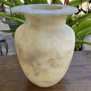 Ägyptisches Museum Replik handgeschnitzter Alabasterstein 7,5" x 6" Vase * Xlnt! - Bild 1 von 7