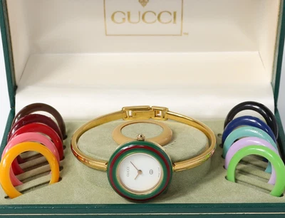 [Near MINT w/Box,Paper] GUCCI 11/12 Change Bezel 12 Color Gold Qz Ladies Watch - Image 1 of 4
