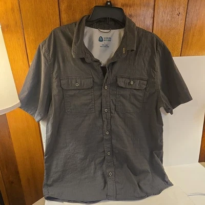 Sierra Designs Mens Shirt Charcoal Short Sleeve Button-Down Stretch Pockets L - Image 1 of 4