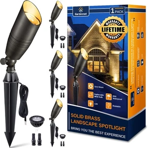 Brass Landscape Lighting - Low Voltage Spotlights Outdoor LED, 12V Wired Upli... - Picture 1 of 8