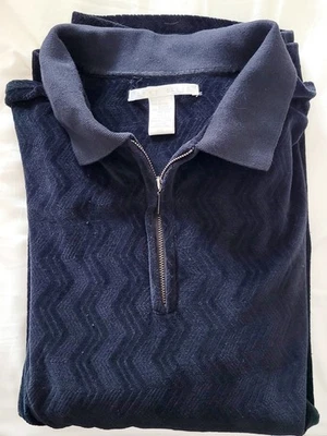 PERRY ELLIS MEN'S 1/2 ZIP MIDNIGHT BLUE VELOUR PULLOVER SIZE XXL - Image 1 of 4