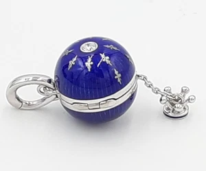 Victor Mayer Blue Enamel Diamond 18k White Gold Locket Pendant Top Charm Limited - Picture 1 of 10