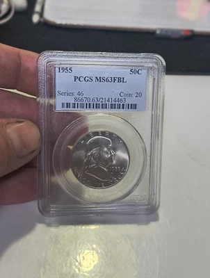 1955 PCGS MS63 FBL Franklin Half Dollar - 90 % SILVER - Image 1 of 2