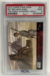 Rey Returns Home 2015 Topps Star Wars The Force Awakens Gold /100 PSA 9 Mint #73 - Picture 1 of 2