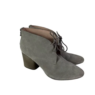 Botas French Connection Mujer 11 Gris Dinah Gamuza Cuero Bloque Tacón Cordones Foto 1 de 4