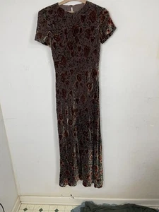 Kay Unger Womens Dress 4 Petite Velvet Burnout Old Money Country Timeless Maxi - Picture 1 of 6