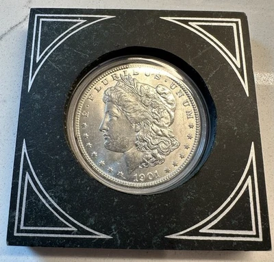 1901-O Morgan Dollar incased in a Black Marbled Slab - INV#7909 - Image 1 of 2