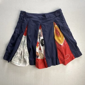 Anthropologie Lithe Multi Panel Skirt Sz 6 Navy Blue Boston Terrier 100% Cotton - Picture 1 of 15