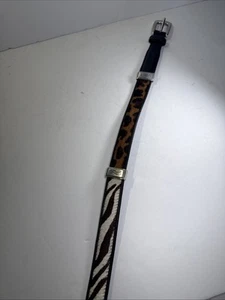 BRIGHTON LEATHER, ANIMAL PRINT COW HAIR BELT, SIZE 36 XL - Picture 1 of 8