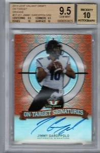 2014 Jimmy Garoppolo Leaf Valiant Draft Orange On Target Auto /50 BGS 9.5 Gem - Picture 1 of 2