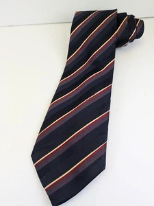 Canali Seidenkrawatte Hergestellt in Italien Schwarz Lila Rot Gold Streifen 61" - Bild 1 von 5
