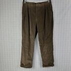 Jos A Bank Brown Corduroy Pants Mens Size 35x30 (36x30) tag Pleated Front Cuffed