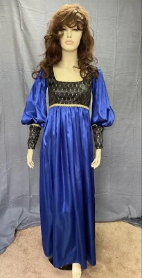 "Used" blue Medieval lady In waiting/princess w/ sheer sleeves costume-Medium - Image 1 of 4