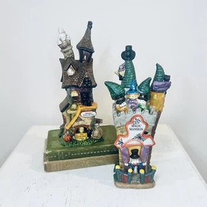 Vtg Halloween Haunted House Spooky Magic Mansion Porcelain Ghosts 1990s Set Of 2 - Picture 1 of 7